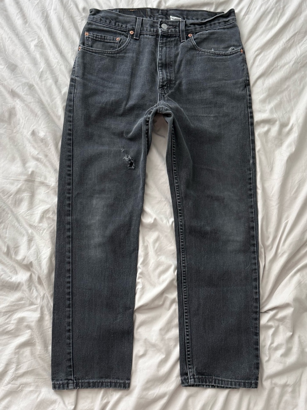 Vintage Y2K Levis 505 Black Jeans USA Grunge Faded Distressed Workwear 32x28